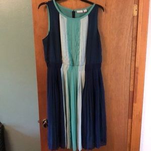 Liz Claiborne blue chiffon pleated dress